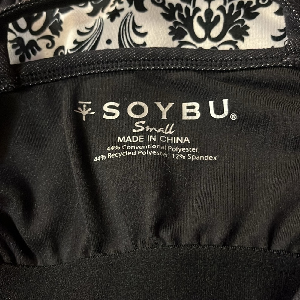Soybu Womens Tank Top Size Small Floral Damask Print Black White Yoga Workout - Picture 3 of 10